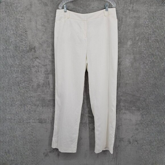 Cato Linen Blend Trousers Pants 16W Ivory Off White Fully Lined Casual Plus New - Picture 13 of 13